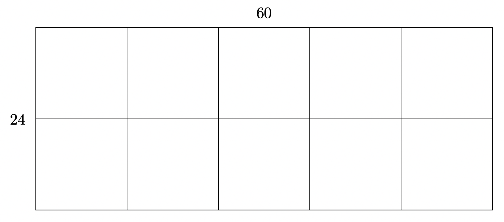 $60 \times 24$ 벽면을 남김없이 채우기 위한 정사각형 타일의 최대 크기는?
