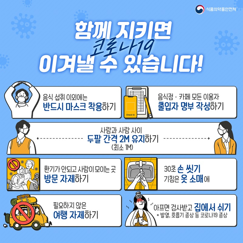 코로나19 방역 수칙 (식품의약품안전처)