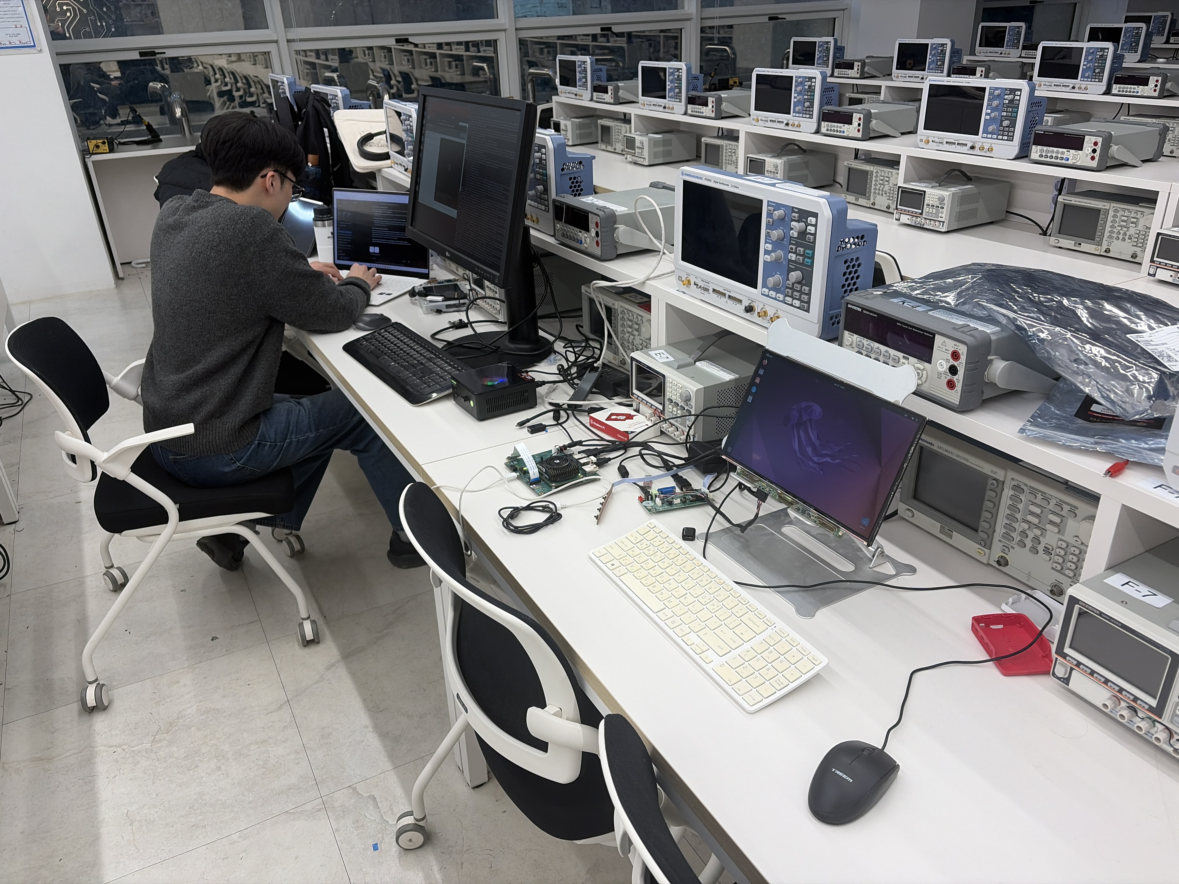 Working at the lab bench